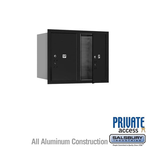 Salsbury 6 Door High Recessed Mounted 4C Horizontal Parcel Locker with 2 Parcel Lockers in Black with Private Access - Front Loading - Sweatfully