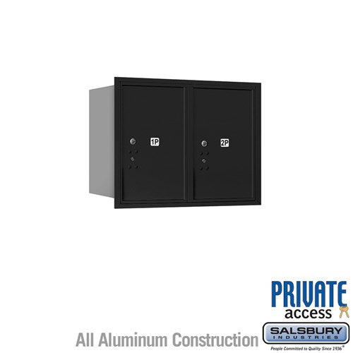 Salsbury 6 Door High Recessed Mounted 4C Horizontal Parcel Locker with 2 Parcel Lockers in Black with Private Access - Rear Loading - Sweatfully