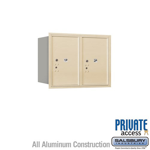 Salsbury 6 Door High Recessed Mounted 4C Horizontal Parcel Locker with 2 Parcel Lockers in Sandstone with Private Access - Rear Loading - Sweatfully