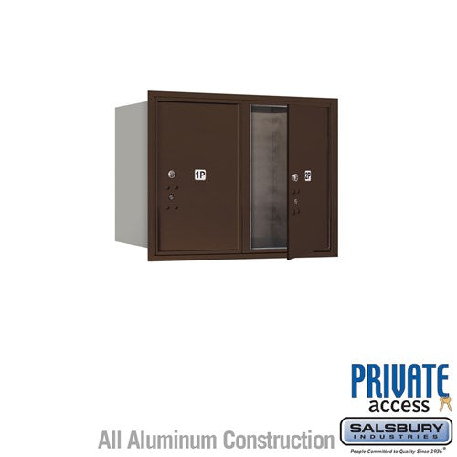 Salsbury 6 Door High Recessed Mounted 4C Horizontal Parcel Locker with 2 Parcel Lockers in Bronze with Private Access - Front Loading - Sweatfully
