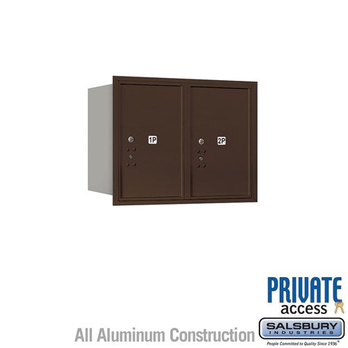 Salsbury 6 Door High Recessed Mounted 4C Horizontal Parcel Locker with 2 Parcel Lockers in Bronze with Private Access - Rear Loading - Sweatfully