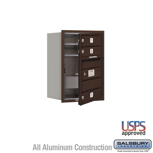 Salsbury 6 Door High Recessed Mounted 4C Horizontal Mailbox with 3 Doors in Bronze with USPS Access - Front Loading - Sweatfully
