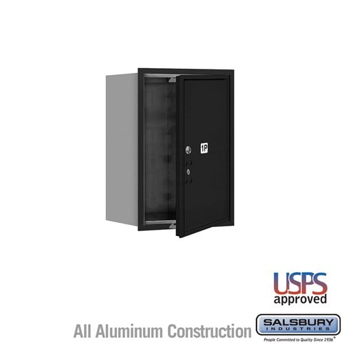 Salsbury 6 Door High Recessed Mounted 4C Horizontal Parcel Locker with 1 Parcel Locker in Black with USPS Access - Front Loading - Sweatfully
