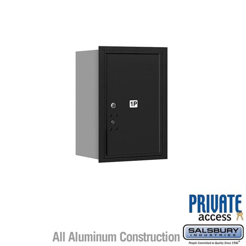 Salsbury 6 Door High Recessed Mounted 4C Horizontal Parcel Locker with 1 Parcel Locker in Black with Private Access - Rear Loading - Sweatfully
