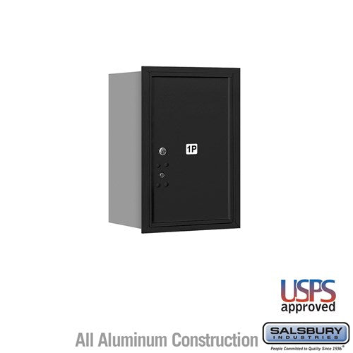 Salsbury 6 Door High Recessed Mounted 4C Horizontal Parcel Locker with 1 Parcel Locker in Black with USPS Access - Rear Loading - Sweatfully