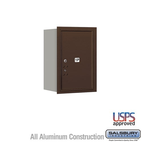 Salsbury 6 Door High Recessed Mounted 4C Horizontal Parcel Locker with 1 Parcel Locker in Bronze with USPS Access - Rear Loading - Sweatfully
