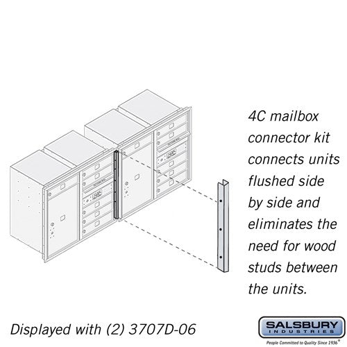 Salsbury Recessed Mounted 4C Horizontal Mailbox Connector Kit - for 7 Door High Units - Sweatfully