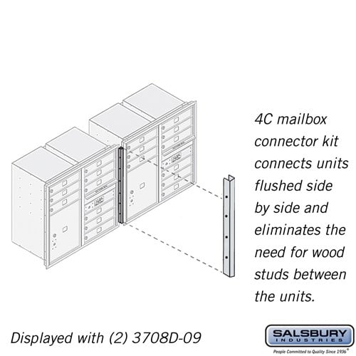 Salsbury Recessed Mounted 4C Horizontal Mailbox Connector Kit - for 8 Door High Units - Sweatfully