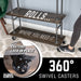 Three-tier Wood Shelf Industrial Bar Cart with Locking Wheels, Boulder Black - Sweatfully