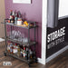 Three-tier Wood Shelf Industrial Bar Cart with Locking Wheels, Boulder Black - Sweatfully