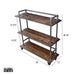 Three-tier Wood Shelf Industrial Bar Cart with Locking Wheels, Trail Brown - Sweatfully