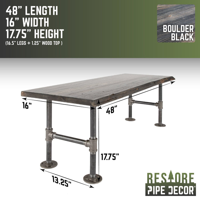 RESTORE Boulder Black Solid Live Edge Wood Accent Bench - Sweatfully