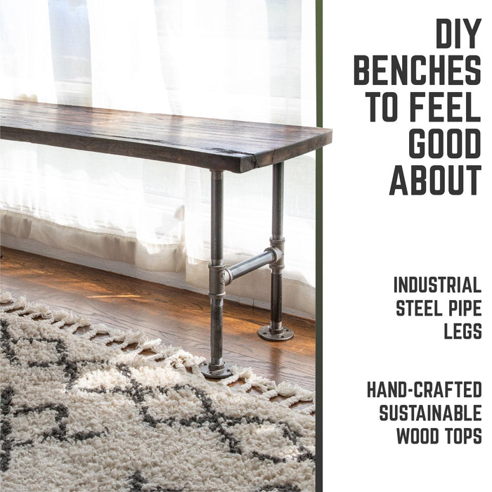 RESTORE Trail Brown Solid Live Edge Wood Accent Bench - Sweatfully