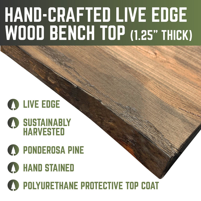 RESTORE Trail Brown Solid Live Edge Wood Accent Bench - Sweatfully