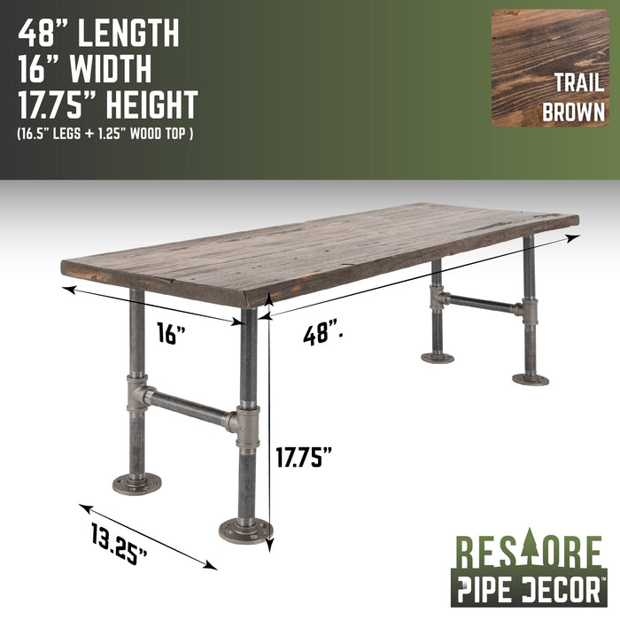 RESTORE Trail Brown Solid Live Edge Wood Accent Bench - Sweatfully