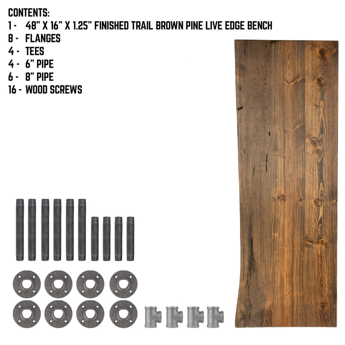 RESTORE Trail Brown Solid Live Edge Wood Accent Bench - Sweatfully