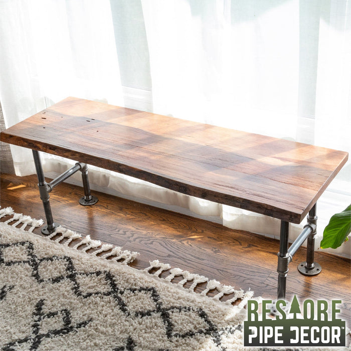 RESTORE Sunset Cedar Solid Live Edge Wood Accent Bench - Sweatfully