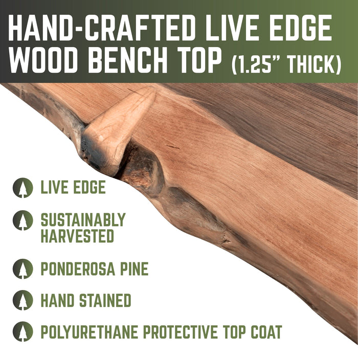 RESTORE Sunset Cedar Solid Live Edge Wood Accent Bench - Sweatfully