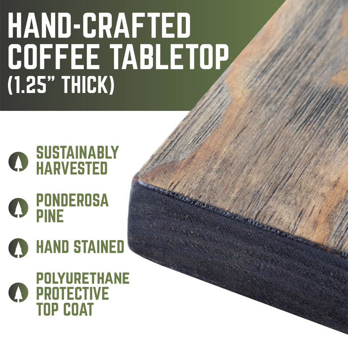 RESTORE Boulder Black Solid Wood Coffee Table - Sweatfully