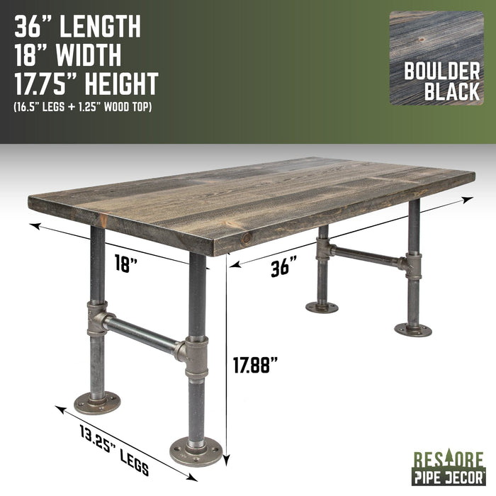 RESTORE Boulder Black Solid Wood Coffee Table - Sweatfully