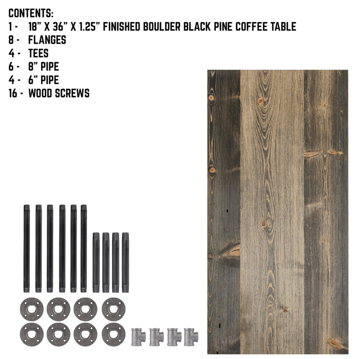 RESTORE Boulder Black Solid Wood Coffee Table - Sweatfully