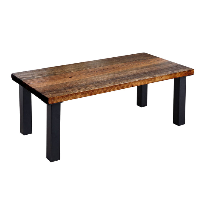 Skyline Boulder Black Solid Wood Coffee Table with 12 in. High-Rise Legs - Sweatfully