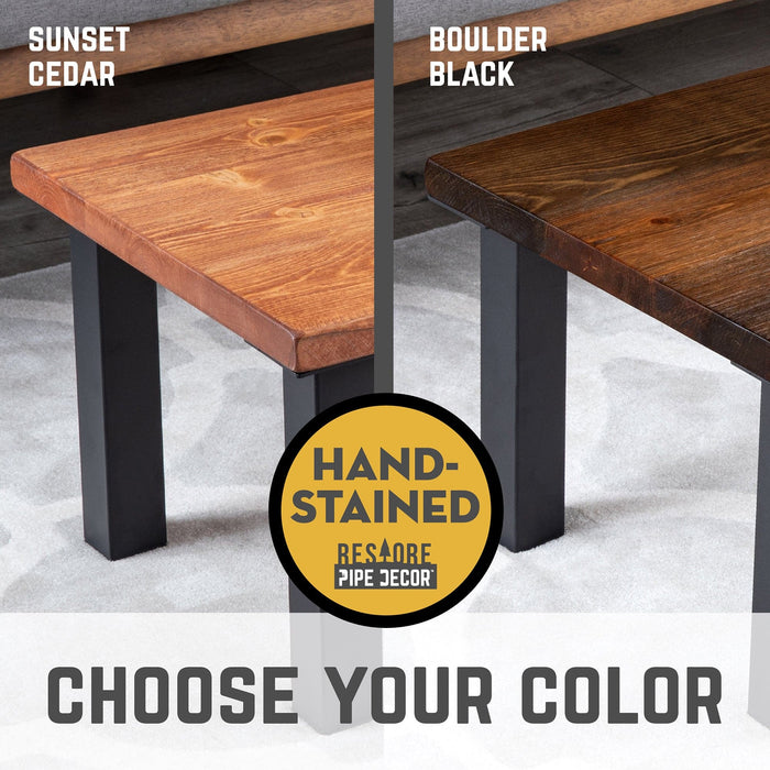 Skyline Boulder Black Solid Wood Coffee Table with 12 in. High-Rise Legs - Sweatfully