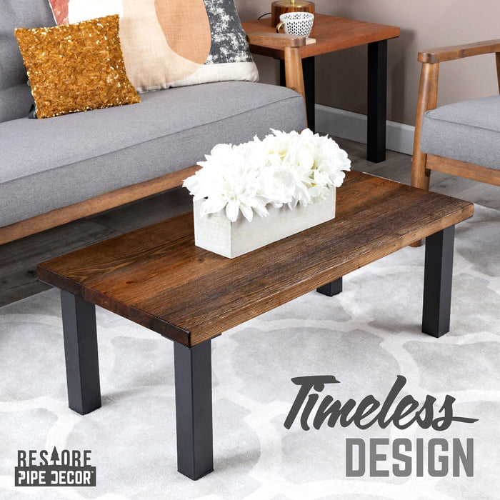 Skyline Boulder Black Solid Wood Coffee Table with 12 in. High-Rise Legs - Sweatfully