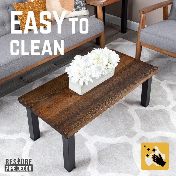 Skyline Boulder Black Solid Wood Coffee Table with 12 in. High-Rise Legs - Sweatfully