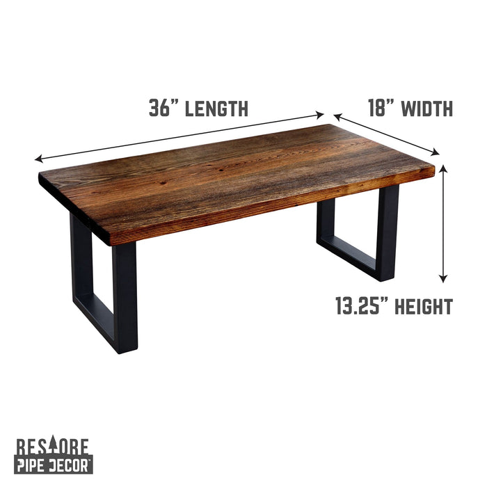 Skyline Boulder Black Solid Wood Coffee Table with 12 in. Landscape Legs - Sweatfully