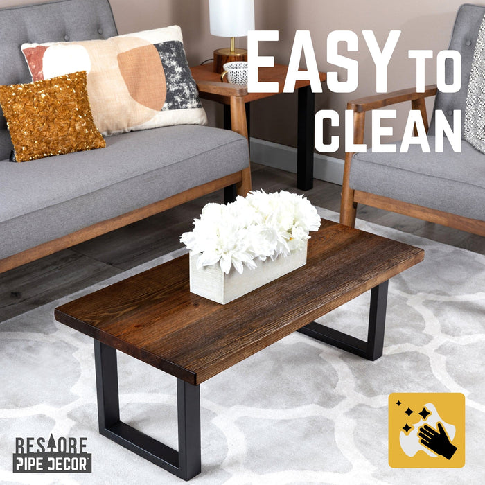 Skyline Boulder Black Solid Wood Coffee Table with 12 in. Landscape Legs - Sweatfully
