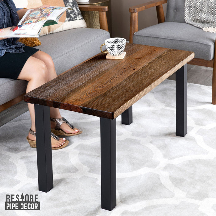 Skyline Boulder Black Solid Wood Coffee Table with 18 in. High-Rise Legs - Sweatfully