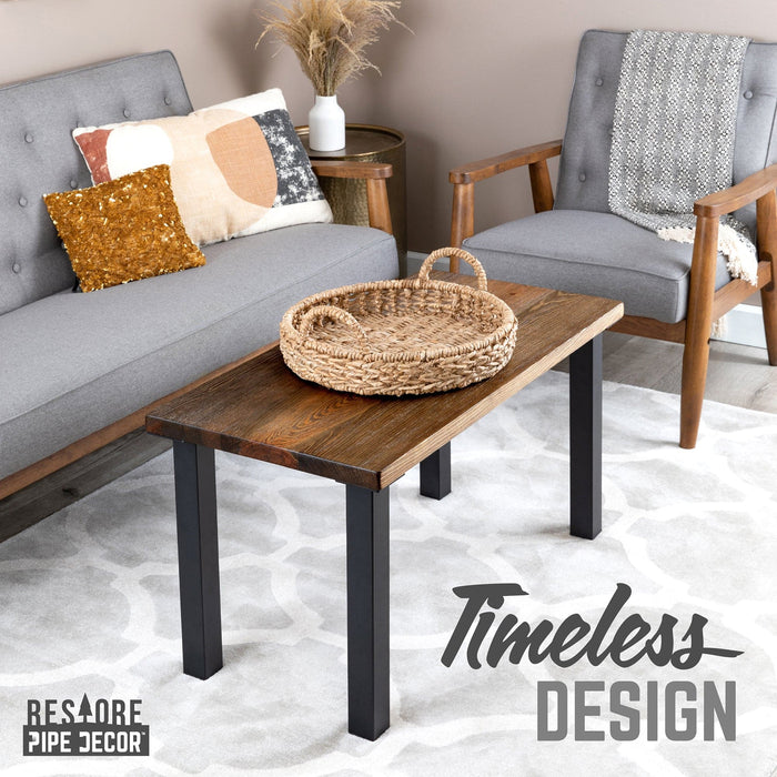 Skyline Boulder Black Solid Wood Coffee Table with 18 in. High-Rise Legs - Sweatfully