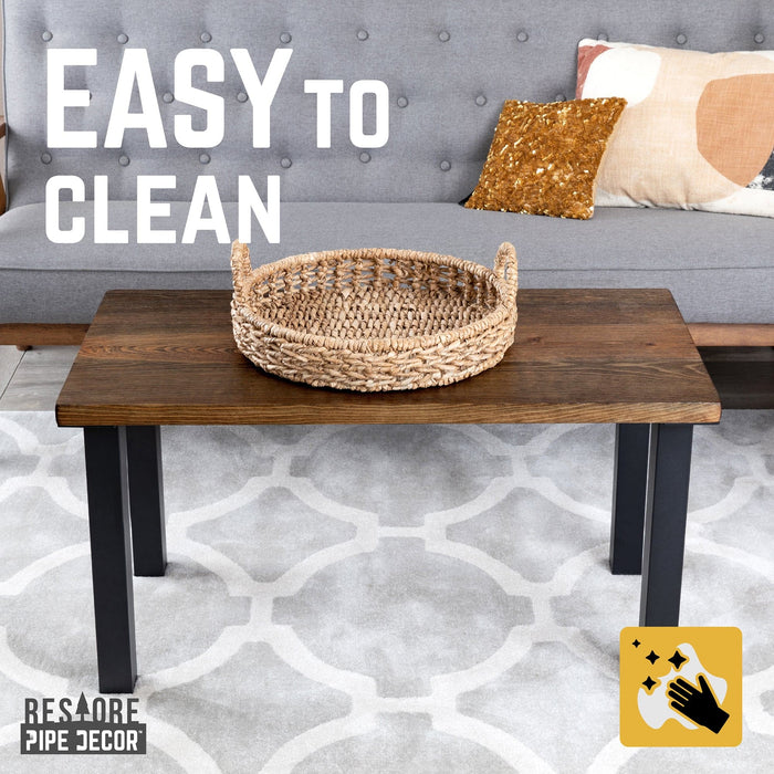 Skyline Boulder Black Solid Wood Coffee Table with 18 in. High-Rise Legs - Sweatfully