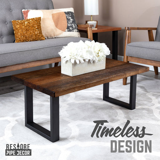 Skyline Boulder Black Solid Wood Coffee Table with 18 in. Landscape Legs - Sweatfully