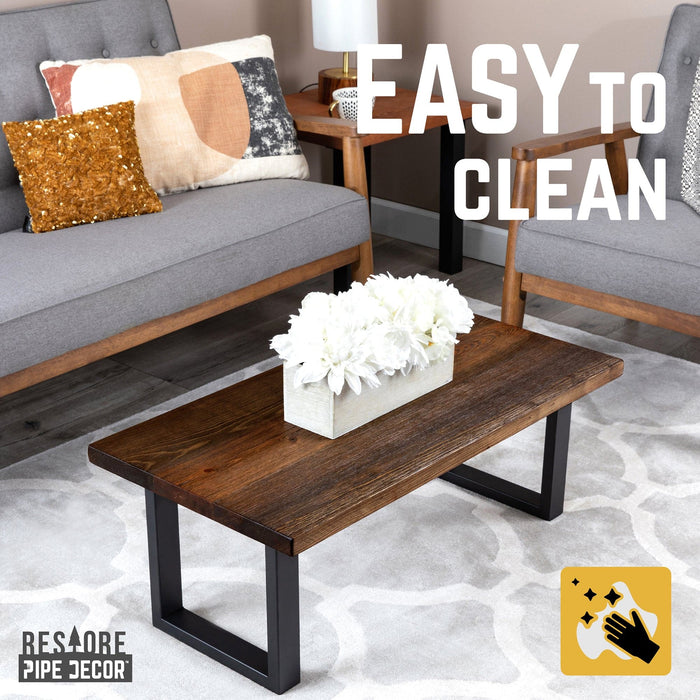 Skyline Boulder Black Solid Wood Coffee Table with 18 in. Landscape Legs - Sweatfully