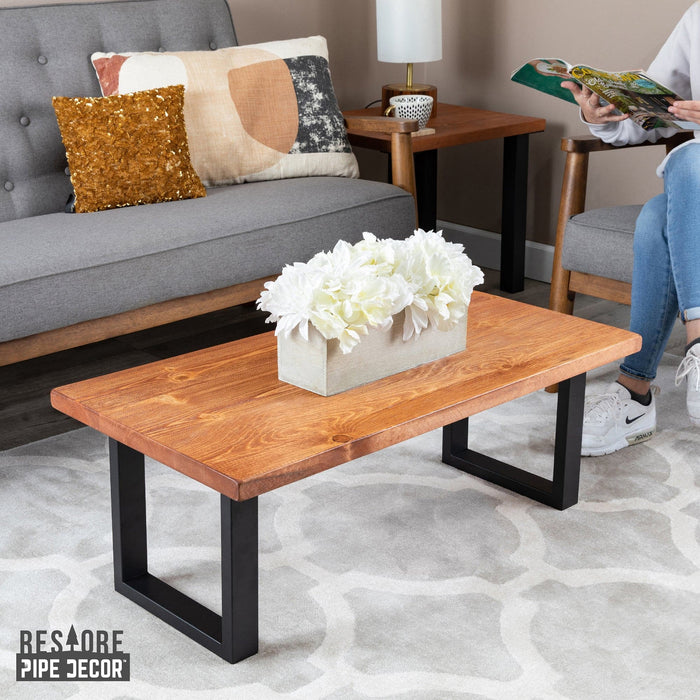 Skyline Sunset Cedar Solid Wood Coffee Table with 12 in. Landscape Legs - Sweatfully