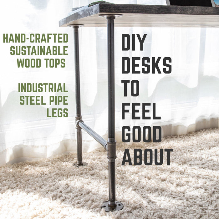 RESTORE Boulder Black Solid Wood Office Desk - Sweatfully