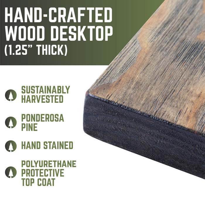 RESTORE Boulder Black Solid Wood Office Desk - Sweatfully