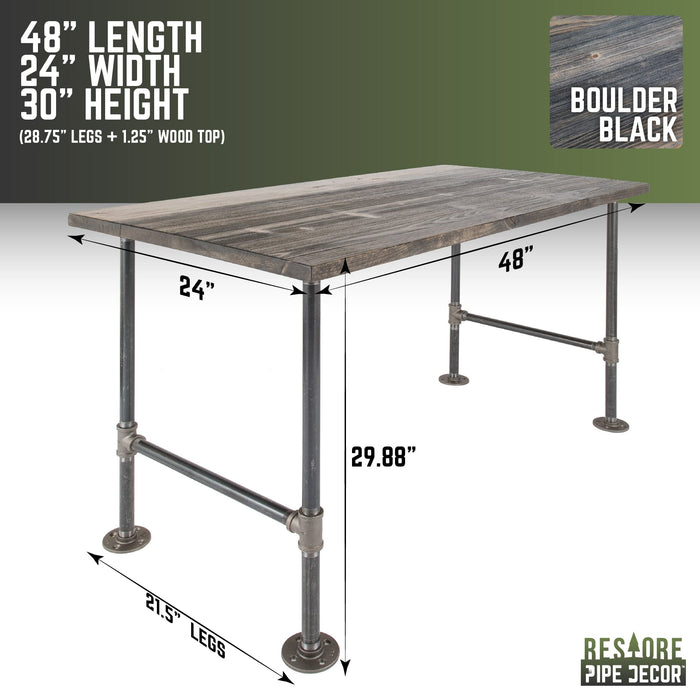 RESTORE Boulder Black Solid Wood Office Desk - Sweatfully