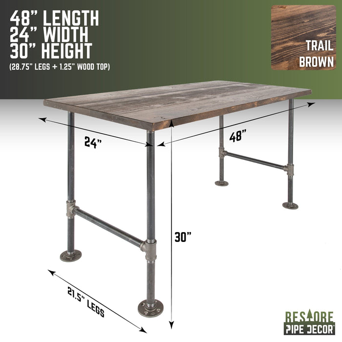 RESTORE Trail Brown Solid Wood Office Desk - Sweatfully