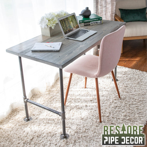 RESTORE Riverstone Grey Solid Wood Office Desk - Sweatfully
