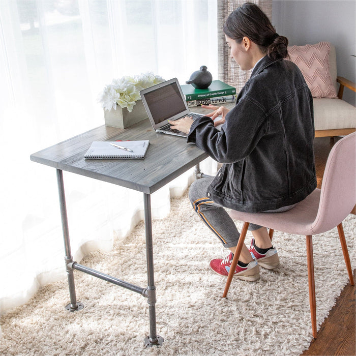 RESTORE Riverstone Grey Solid Wood Office Desk - Sweatfully
