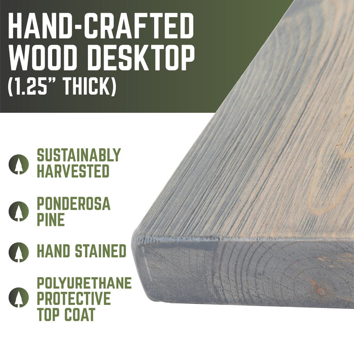 RESTORE Riverstone Grey Solid Wood Office Desk - Sweatfully