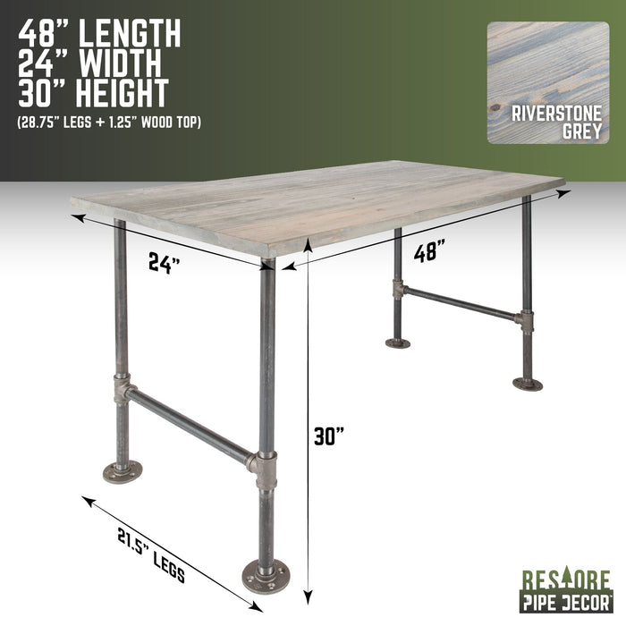 RESTORE Riverstone Grey Solid Wood Office Desk - Sweatfully