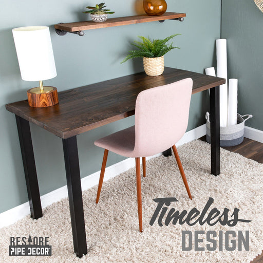 Skyline Boulder Black Solid Wood Desk with 28 in. High-Rise Legs - Sweatfully