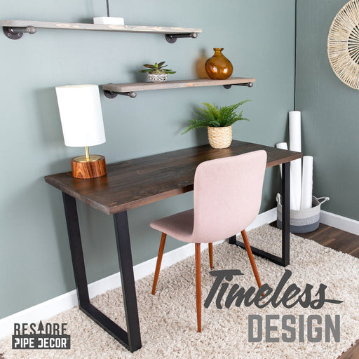 Skyline Boulder Black Solid Wood Desk with 28 in. Landscape Legs - Sweatfully