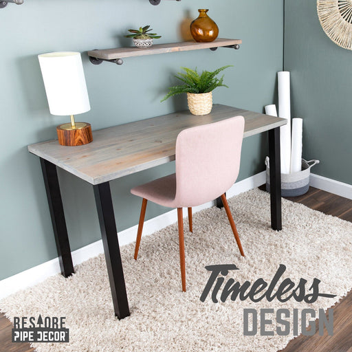 Skyline Riverstone Grey Solid Wood Desk with 28 in. High-Rise Legs - Sweatfully