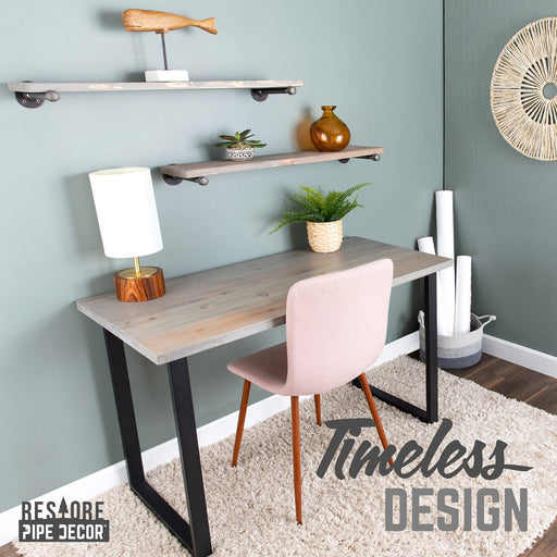 Skyline Riverstone Grey Solid Wood Desk with 28 in. Landscape Legs - Sweatfully