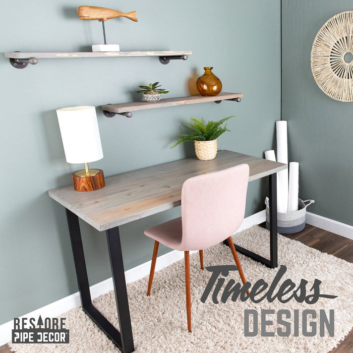 Skyline Riverstone Grey Solid Wood Desk with 28 in. Landscape Legs - Sweatfully